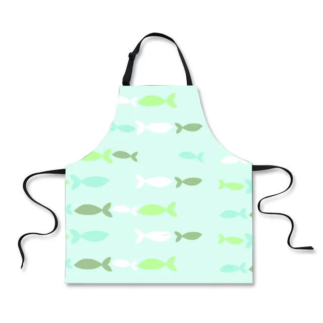 FORUDESIGNS Home Cleaning Aprons Cartoon Fish Printed Kitchen Cooking