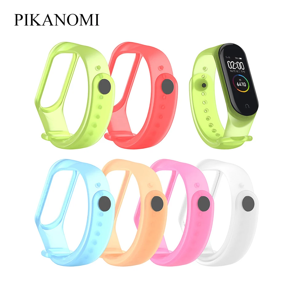 Новый Силиконовый ремешок для браслета Xiaomi Mi Band 4/3 прозрачный цветные Сменные