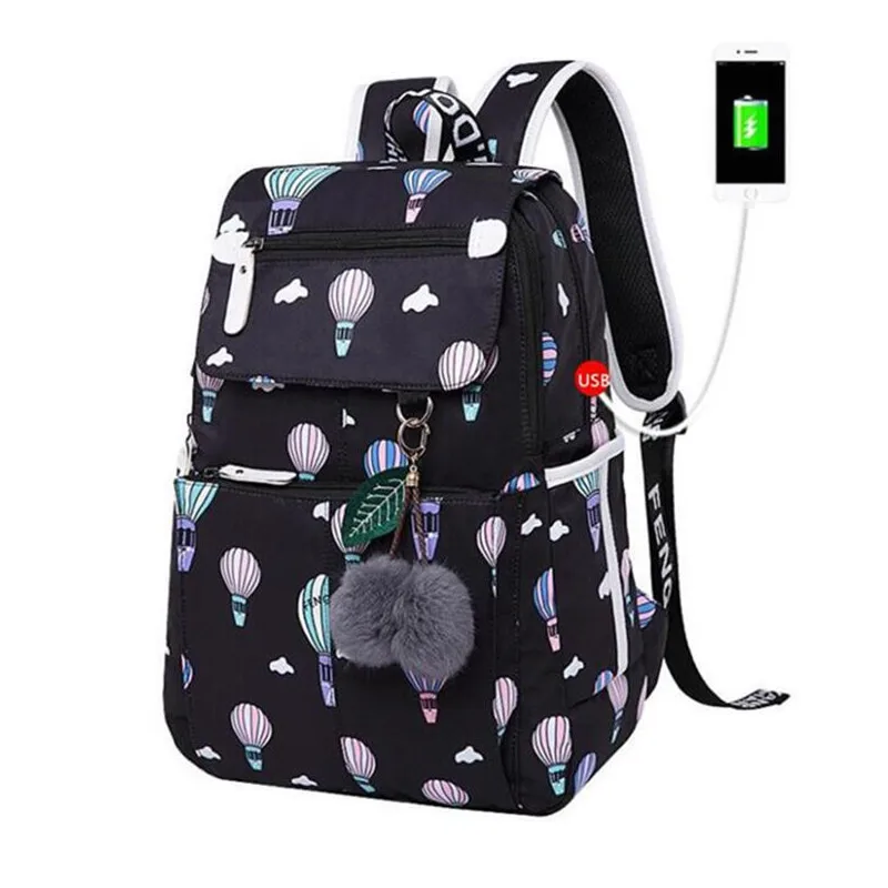 FengDong модный школьный рюкзак для девочек, школьные сумки, Новое поступление, детские рюкзаки, детская Милая USB сумка, школьный рюкзак, рюкзак - Цвет: Ballon