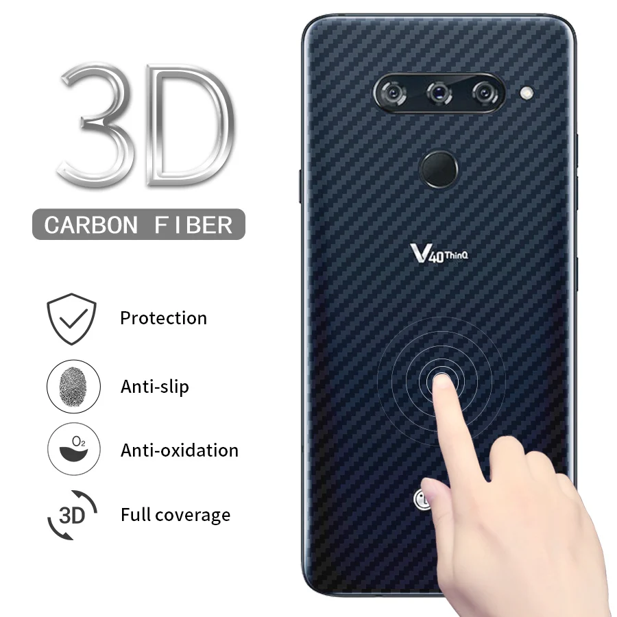 

KLOVRRD Carbon Fiber Rear Screen Protector for LG V40 V30 V35 V30S G7 ThinQ Q7 Q6 Q8 2017 G6 Back Sticker Protective Film