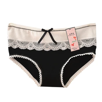 

Women Fashion Cotton Lace Briefs Panties Pure Color Underwear Underpants