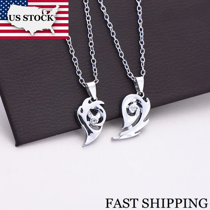 

US STOCK Uloveido 2 Necklaces Pendants for Men and Women Couple Necklace Pendant Stainless Steel Valentine's Day Jewelry SN162