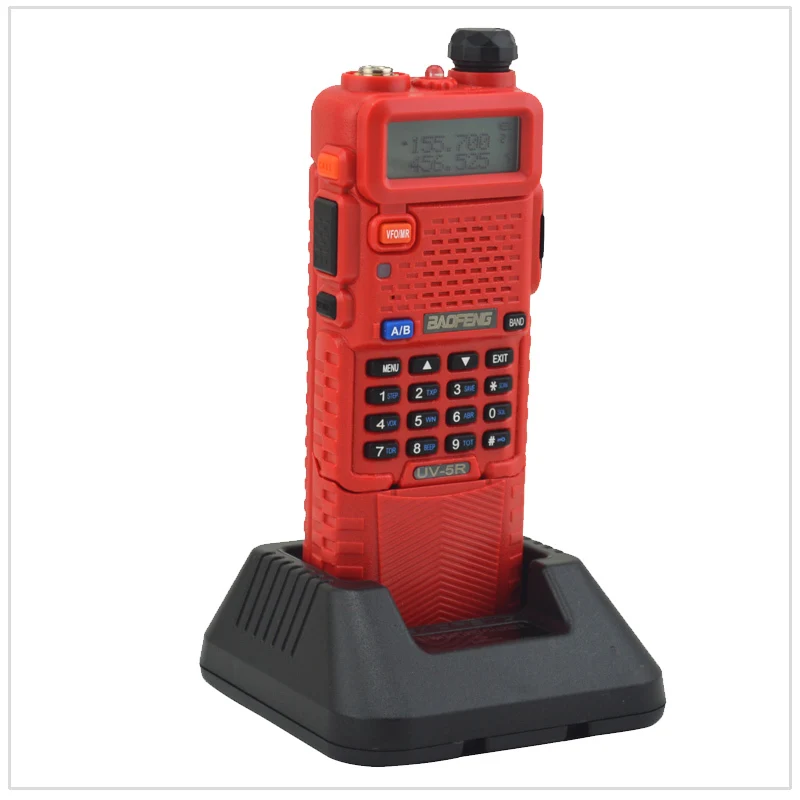long range walkie talkies 1000 miles baofeng radio dualband UV-5R Red walkie talkie 136-174/400-520MHz two way radio w/ free earpiece and 3800mAh Li-ion battery waterproof walkie talkies