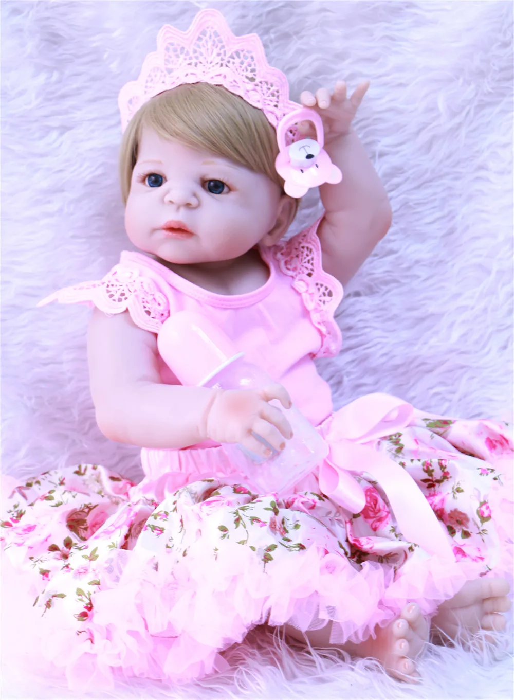 DollMai bebes reborn 2" полностью силиконовая кукла reborn baby girl куклы блонд волосы парик принцесса модный бренд куклы reborn bonecas