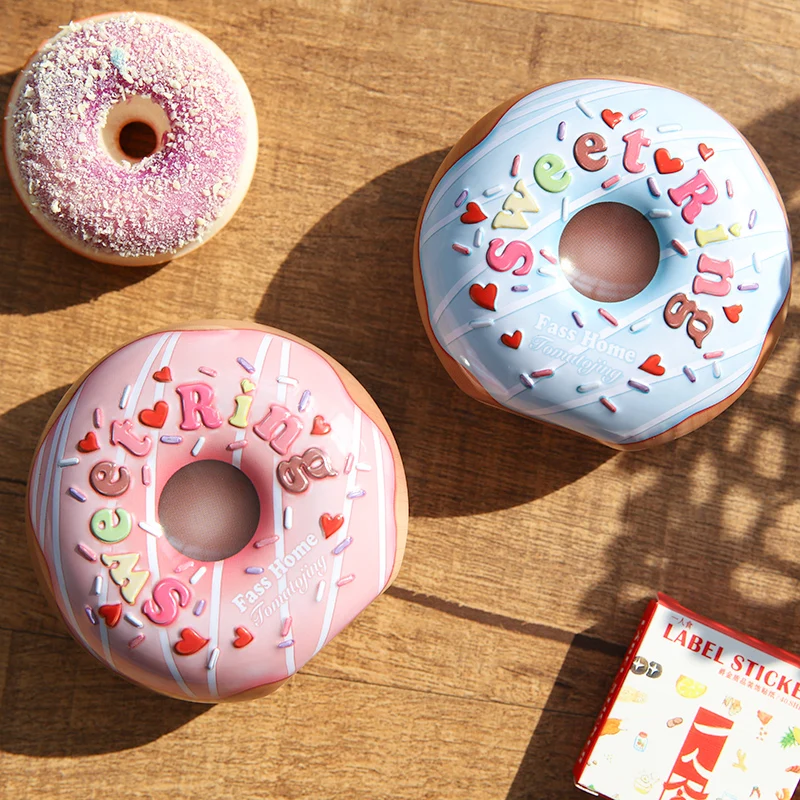 

8*7.6*3.8cm Sweet Donuts Tins Round Tin Box Candy Jewelery Storage Container Sundries Organizer Wedding Gift Iron Box R2251