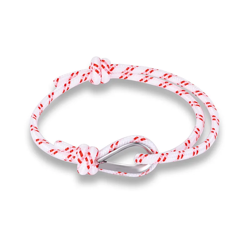 Модный летний браслет на ногу, спортивный высококачественный веревочный браслет, цветной браслет для влюбленных, браслеты для выживания на удачу для мужчин и женщин, подарки для друзей - Окраска металла: White red