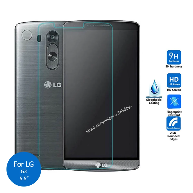 For LG G3 Tempered Glass Screen Protector 2.5 9h Safety Protective Film on G 3 Prime Cat.6 D850