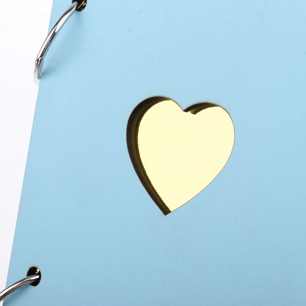6 inch 16 Pages Kraft Paper Wooden Cover Scrapbook Photo Album Display Guest Book Craft for Wedding Valentines Day Memorial
