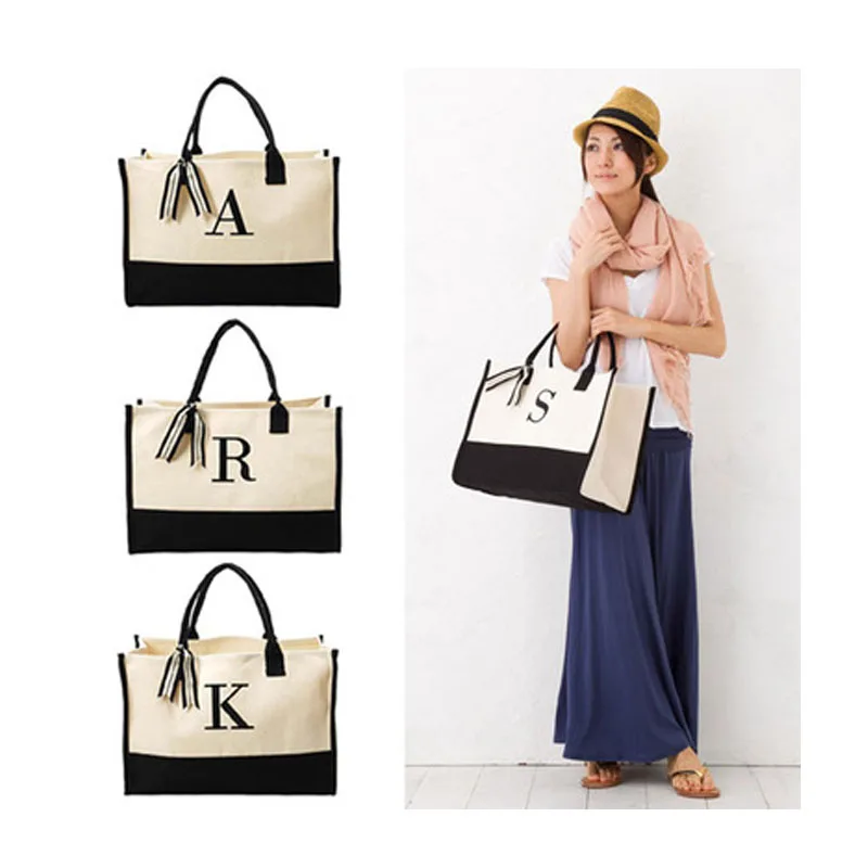 Wholesale Embroidery Initials 20 OZ Canvas Tote Bag Initials Handbag ...