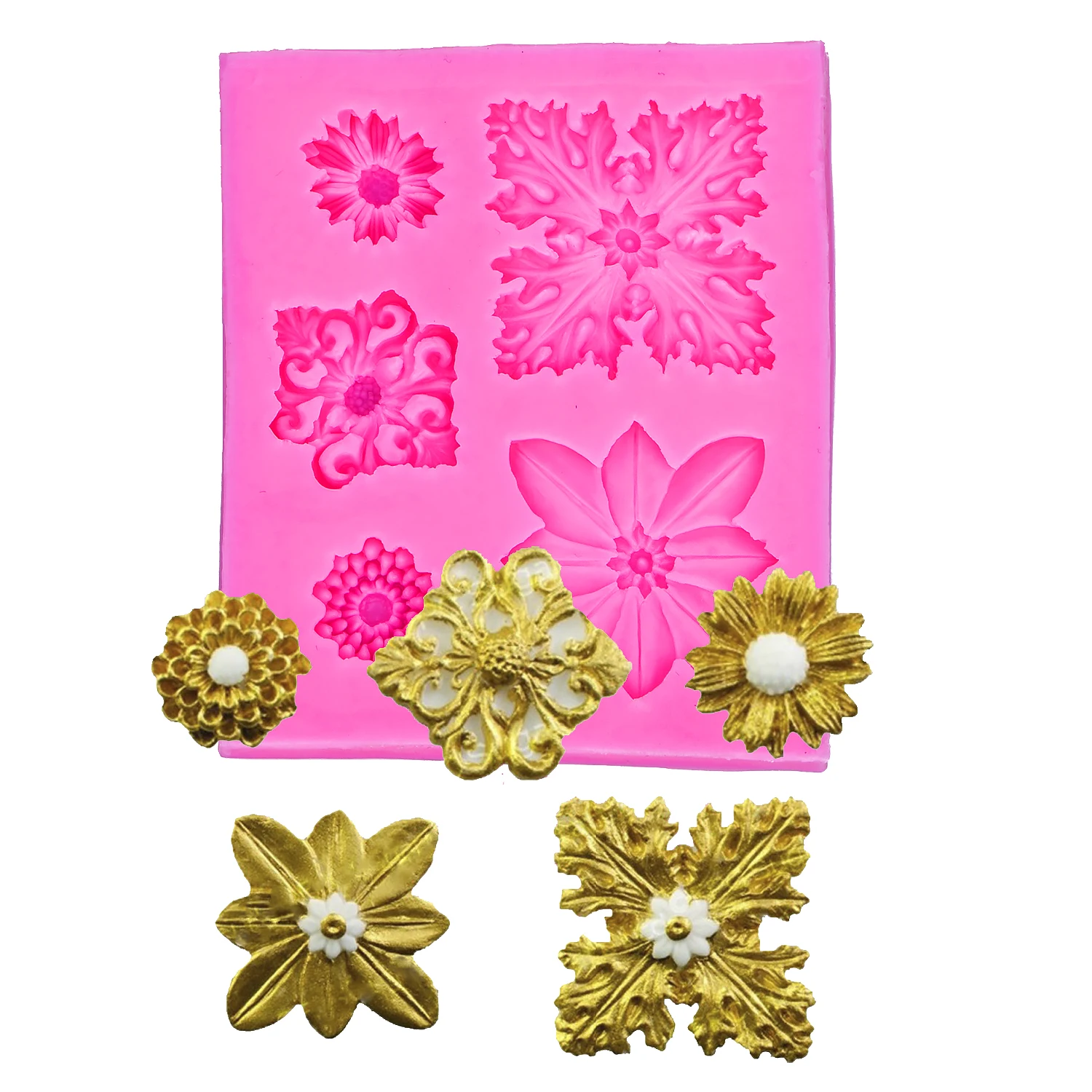 

Flower shaped 3D Reverse sugar molding fondant cake silicone mold for fimo polymer clay molds decoration tools F11165