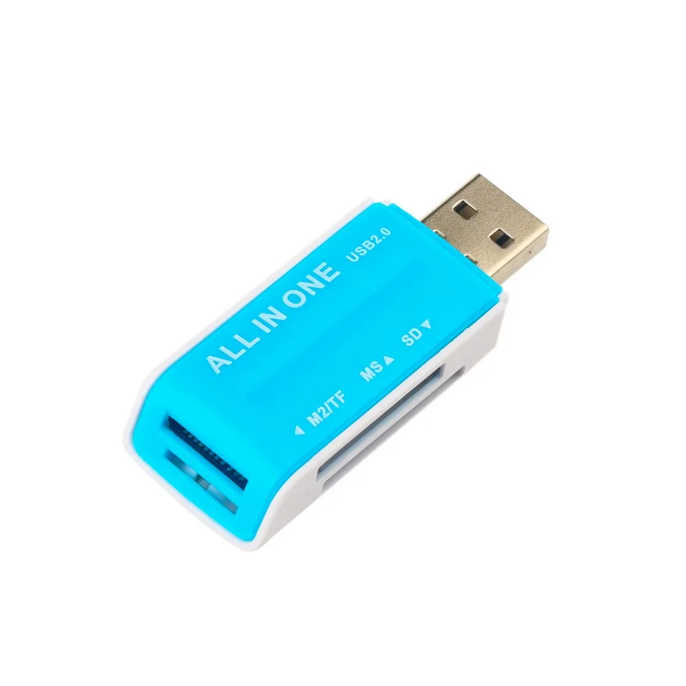 Новый USB 2.0 памяти Multi Flash Card Reader Адаптер для SD TF M2 MS синий