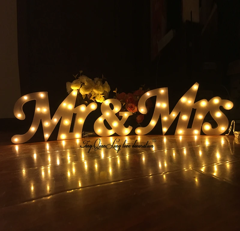 СВЕТОДИОДНЫЕ Буквы Свет MR& MRS signBatteries Работает(не Входит В Комплект) СВЕТОДИОДНЫЙ SignLight Письма и Горит Дом Свадьба знак