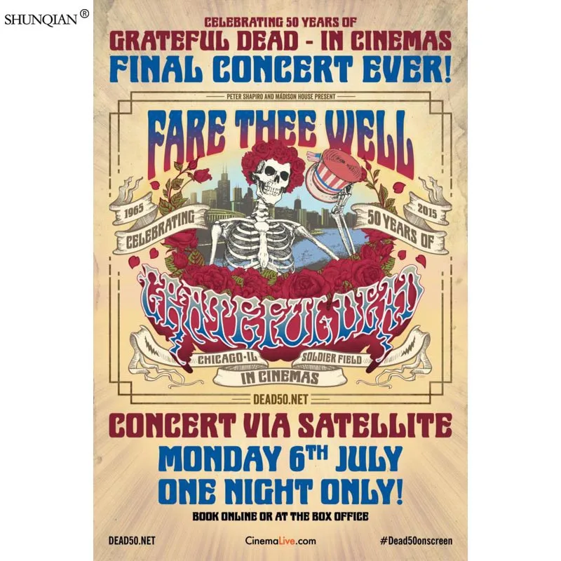 Grateful Dead постер из шелковой ткани печатный плакат тканевый настенный на заказ
