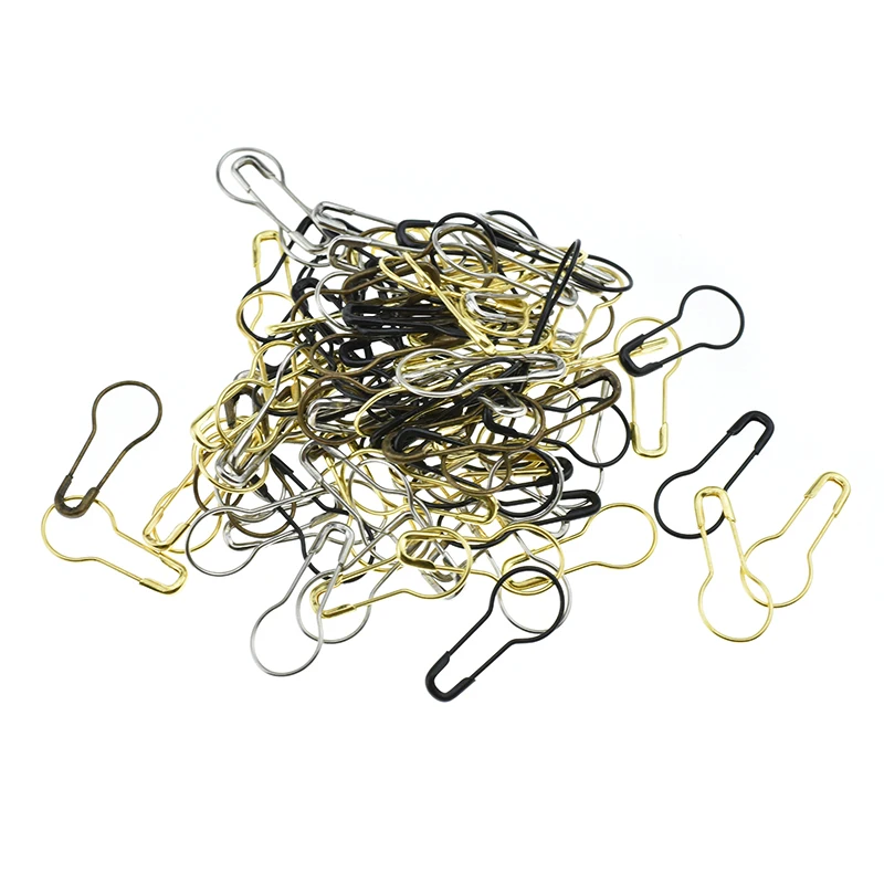 100PCS Steel Pear Shaped Pins Garment Gourd Safety Pin Hangtag Seal Metal Mix Color Safety Pins Women DIY Sewing Tools Accessory (6)