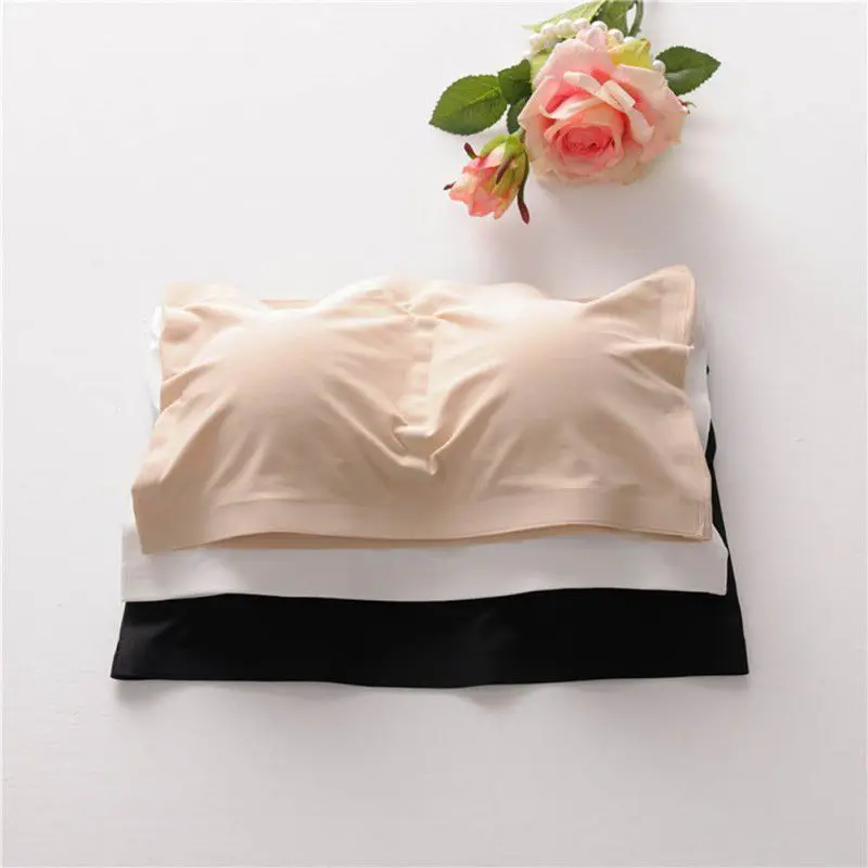 

2018 Women Comfort Strapless Deportes Bandeau Crop Top Bra Boob Tubes Black White Nude