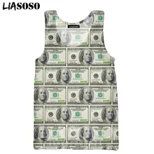 LIASOSO летняя Новинка для мужчин и женщин 3D принт банкнота доллар жилет модная футболка с коротким рукавом Круглый Вырез Топ Harajuku пуловер B085