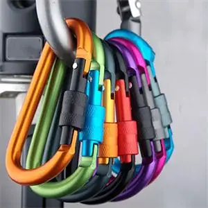 

5pcs 8mm Aluminum Alloy Outdoor Climbing Safety Hook Screw Lock Backpack Buckle Hanging Carabiner Type D Quickdraw Padlock Tools