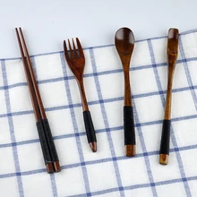 Vajilla antideslizante de alambre fino de alta calidad, cuchara de madera, tenedor, barra agitadora de café, palillos para comida fina, accesorios de fotografía