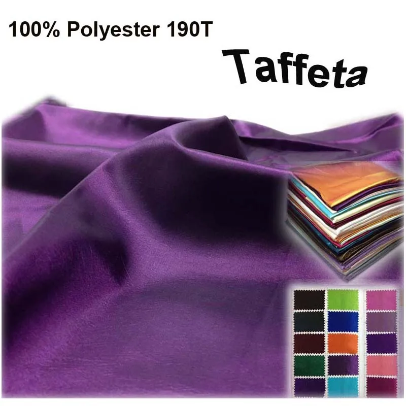 

Polyester 190T Taffeta Fabric,Width:150cm,1 Lot(10 Meters),Plain Dyed Wedding Party Dress Stage Decorate Sewing Material Cloth
