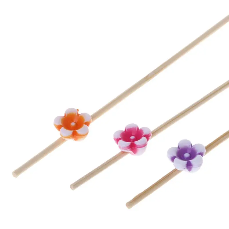 100pcs 12cm Acrylic Flower Food Picks Dessert Buffet Fruit Salad Fork Cake Muffin Party Vegetable Sticks Cocktail Toothpicks