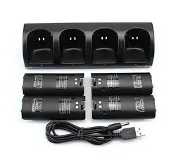 Черный 4X Перезаряжаемые Батарея 2800 мАч + quad 4 Зарядное устройство док-станции комплект для Wii пульт дистанционного управления игры Зарядное