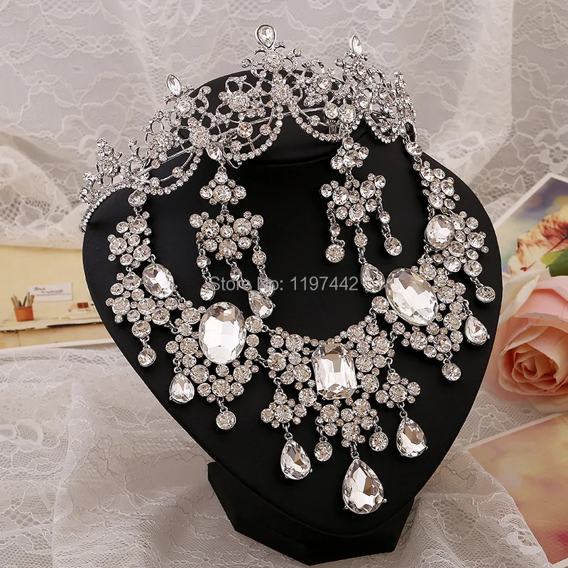 New exquisite bridal jewelry necklace three piece high end jewelry