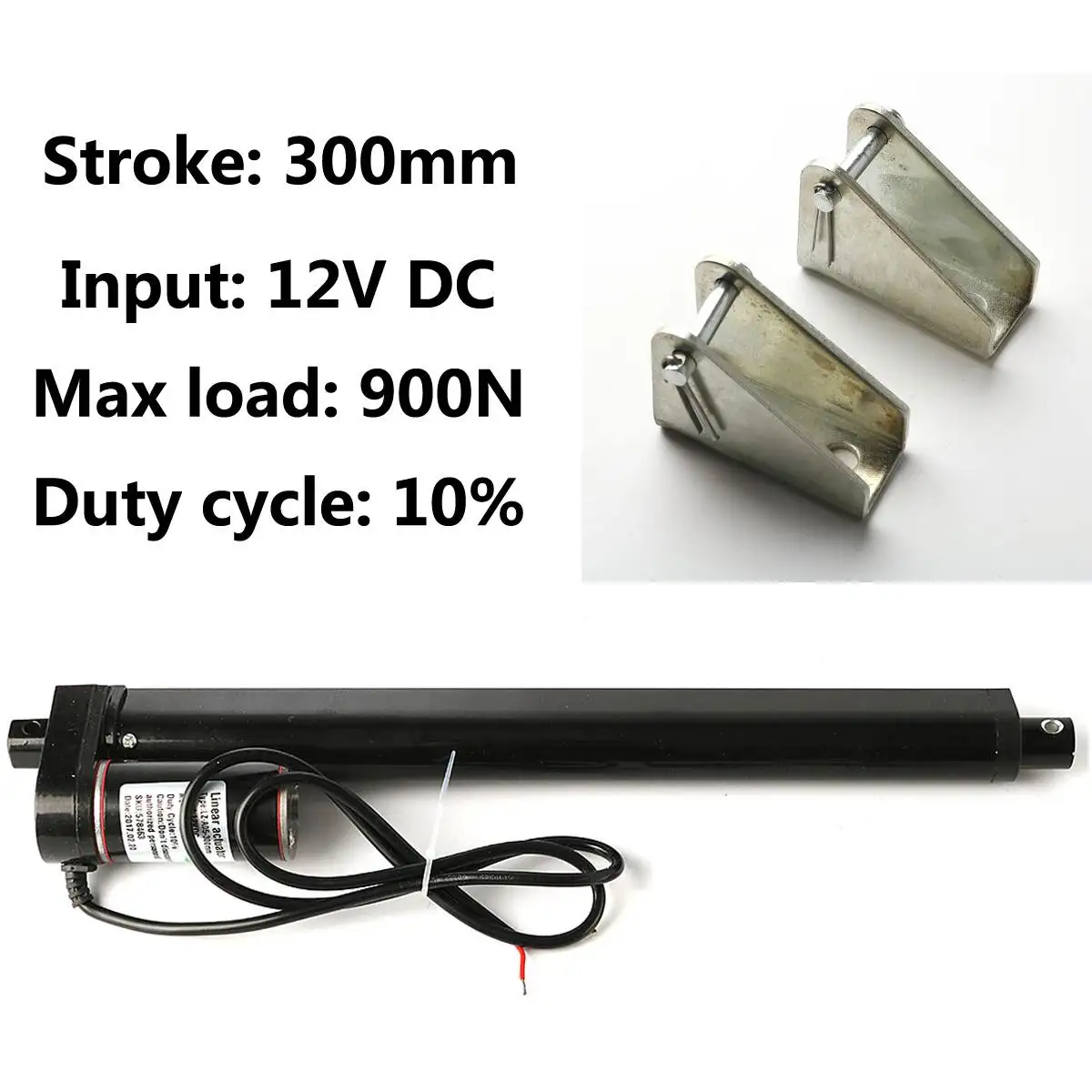 

12V 300mm 225lbs 900N Stroke Linear Actuator Miniature Electric Putter with 2 Mounting Brackets Motor Controller Lifting Tools