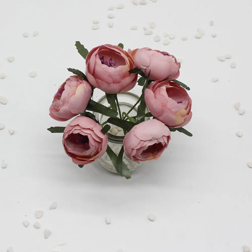 6 шт./лот, Искусственный Розовый Шелковый цветок, пионы, свадебный букет, свадебное украшение, розовый цветок для скрапбукинга своими руками