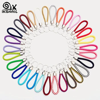 

IKSNAIL PU Leather Braided Woven Rope Key Rings Fit Bag Pendant Key ChainsHolder Car Keyrings Men Women Handmade Waven Keychains