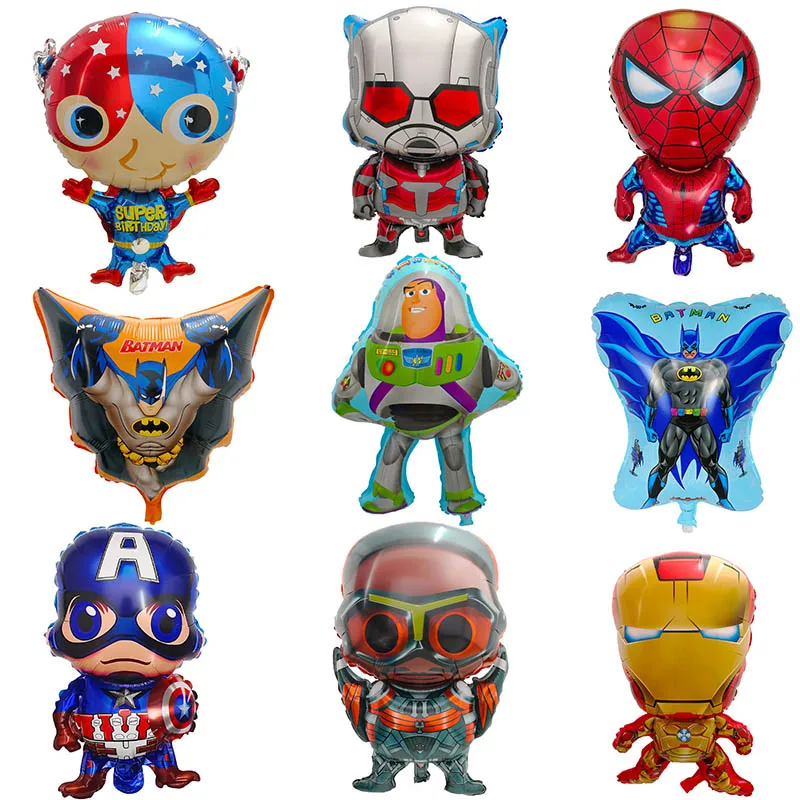 

50pcs Cartoon Justice League Batman Spiderman Hero Balloon Superhero Foil Mylar Balloons Birthday Decor Ballon Baby Toys Balos