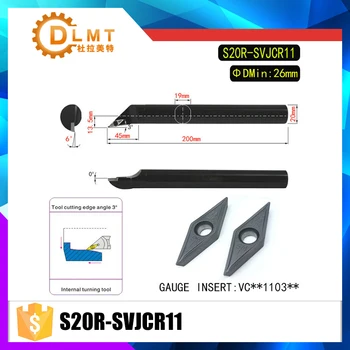 

S20R-SVJCR11 3 Degrees Internal Turning Tool Holder For VCMT110304 VCMT110308 Insert Internal Boring Bar Lathe Machine