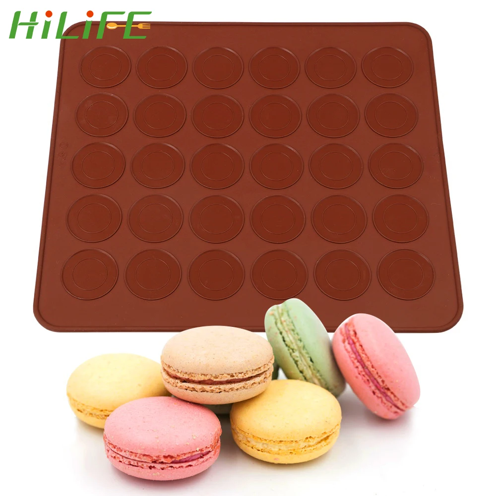 

HILIFE Bakeware Sheet Macaroon Pastry Oven Baking Mould Silicone Macaron Baking Mat Kitchen Accessories 30-Cavity DIY Mold