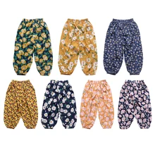 Детские противомоскитные штаны тонкие летние детские штаны с кондиционер шаровары для мальчиков и девочек детские повседневные штаны От 1 до 5 лет