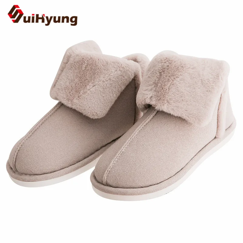 

Suihyung Women Indoor Slippers Winter Warm Plush Home Slippers Faux Fur Slip-On Cotton Shoes Ladies Soft Fake Rabbit Hair Shoes