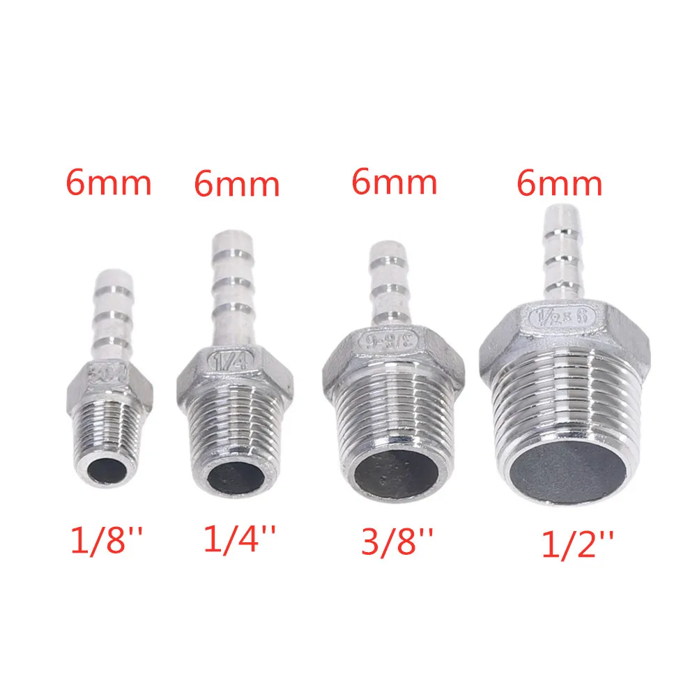 Acero inoxidable 304 BSP rosca macho Conexión de tubería X Barb manguera cola reductor Pagoda Junta conector