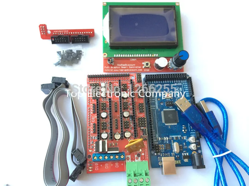 Mega 2560 R3 Mega2560 REV3 + 1pcs RAMPS 1.4 Controller + LCD 12864 control panel for 3D Printer arduino kit Reprap MendelPrusa