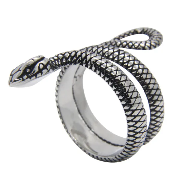 

Fashion Cobra Ring 316L Stainless Steel Women Mens Silver Snake Ring