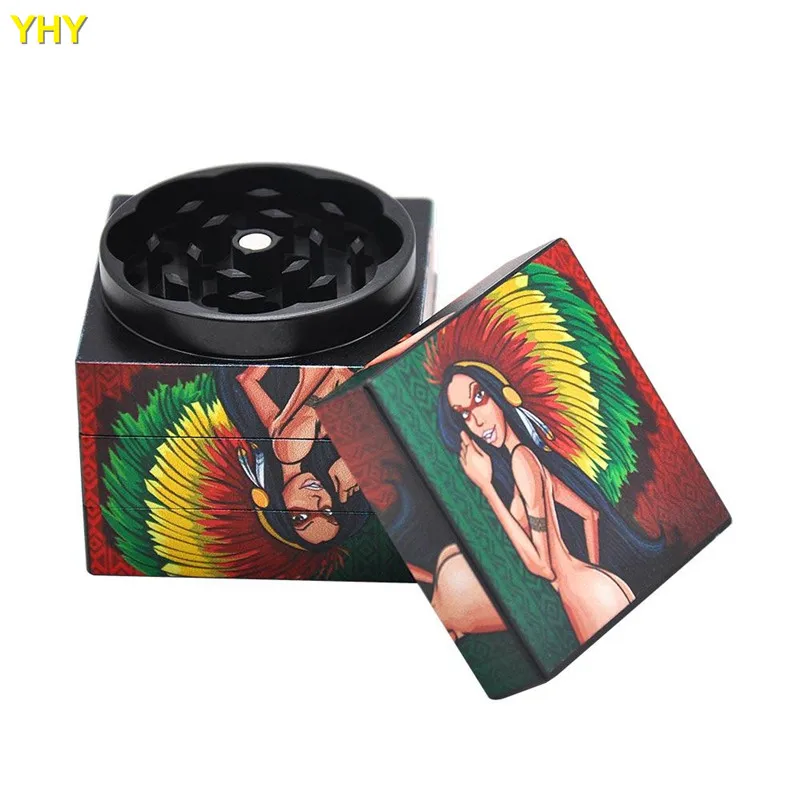 Indian Girl Herb Grinder 50 MM 4 Layers Aluminum Tobacco Grinder 05