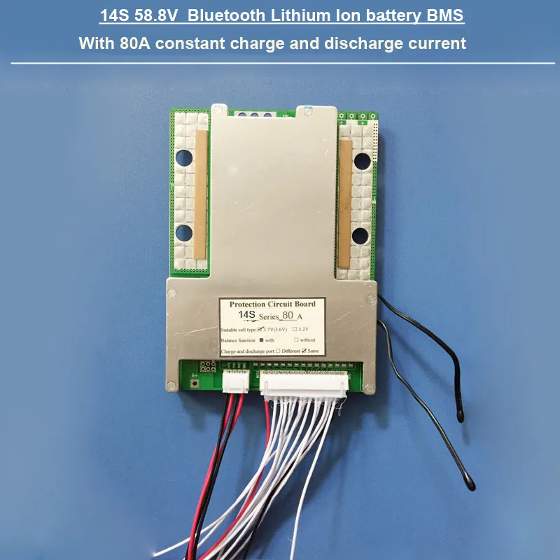 

58.8V 14S Bluetooth BMS for 48V Li ion Battery PCB board with 80A constant charge and discharge and communication function