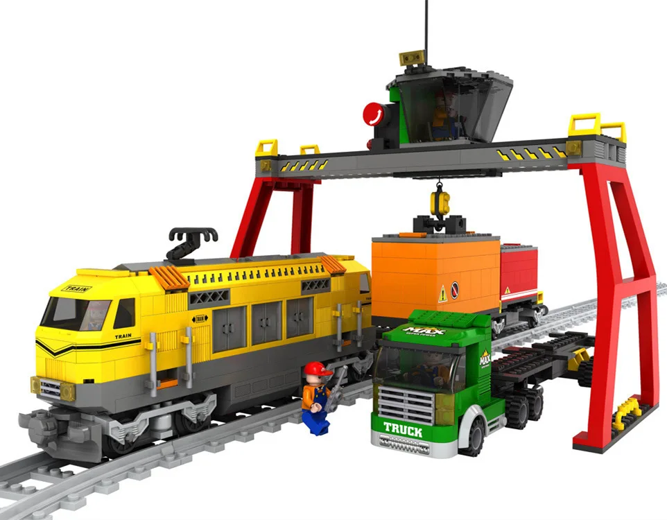 AUSINI набор для строительства поезда, совместимые с блоктензными городскими каретными рельсами, trafic наборы блоков, Развивающие детские
