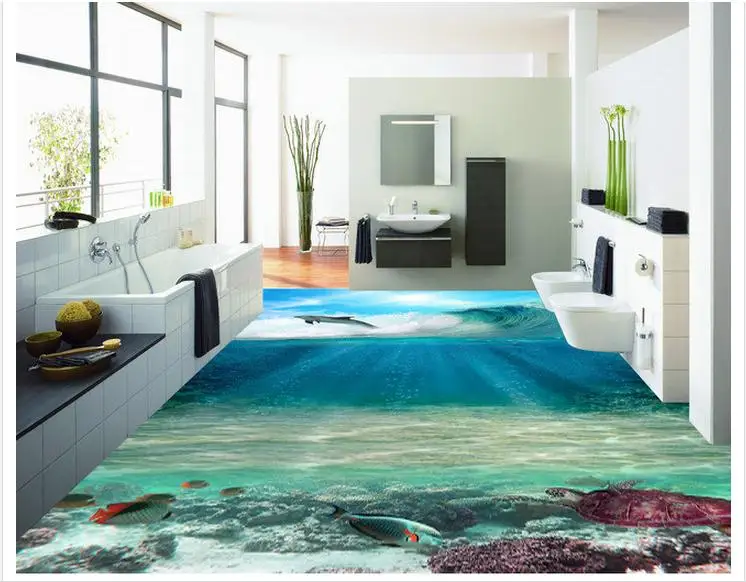 

Custom photo wallpapers 3d pvc floor painting murals 3D ocean floor beauty Wall Stickers home decoration