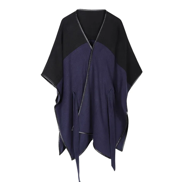 Дизайн Waistban Dess зимнее пончо для женщин дамские кашемировые шерстяные пончо с кожаным подолом шаль вязаное женское пончо шарф - Цвет: As Picture