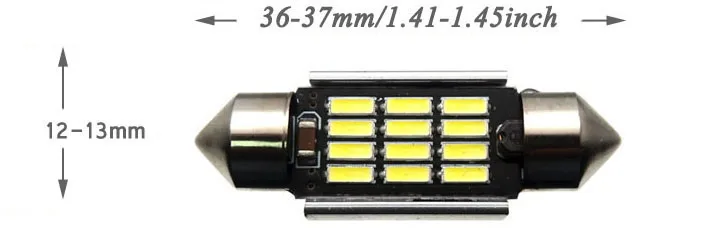 2 шт. светодиодный C5W автомобиль гирлянда 31/36/39/41 мм светодиодный светильник для внутреннего купола светодиодный авто лампы светильник ing лампы для KIA Amanti Форте Sportage Рио - Испускаемый цвет: 36mm-37mm 12SMD