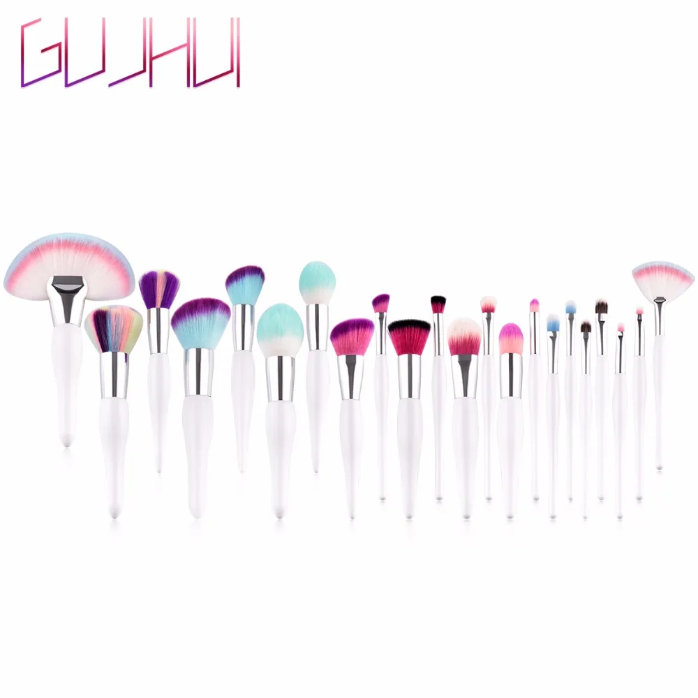 

GUJHUI 22 Pcs Makeup Brushes Beauty White Handle Set Fan Shaped Powder Brush Combination