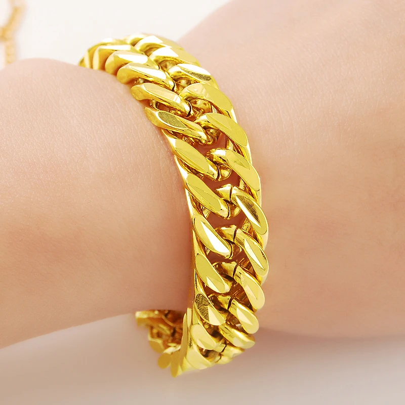 Индивидуальный и классический 24 K Золотая цепочка браслет для женщин мужчин свадьбы юбилей вечерние очаровательные подарочные украшения