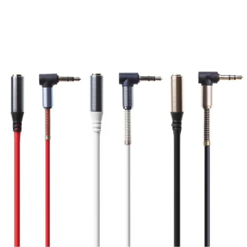 

3 Colors 90 Degree Phone MP3 Player Audio Cables Right Angle 1M 3.5MM Jack Male To Female Audio Aux Extension Cable Cord New