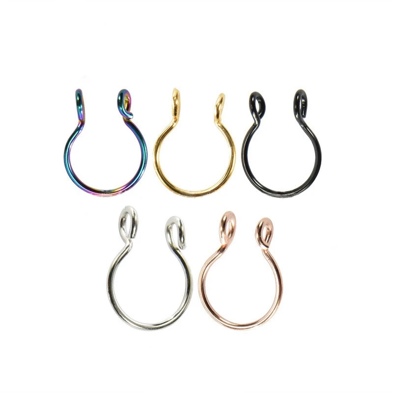 MISANANRYNE U Shaped Fake Nose Ring Hoop Septum Rings Titanium Nose Piercing Earrings Fake Piercing Oreja Pircing Jewelry