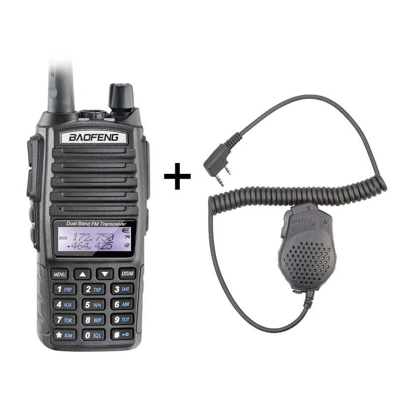 

100% Original Baofeng UV-82 Intercom 2 Way Radio+Dual PTT Earphone+ Dual PTT Microphone Speaker