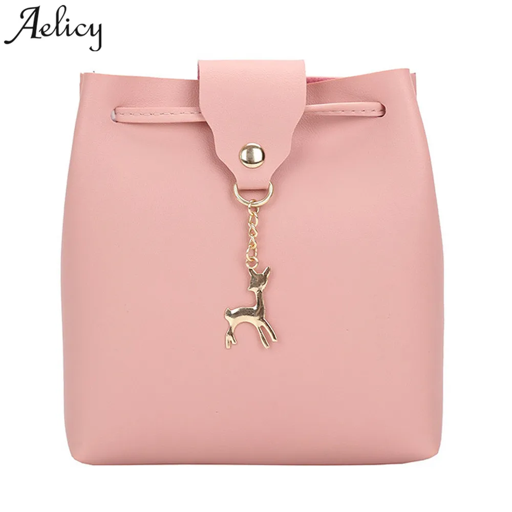 

Aelicy Shoulder Bags for Women 2018 Good Quality Bag Female Vintage With Deer Toy Bucket Messenger Bag Women Leather Handbag