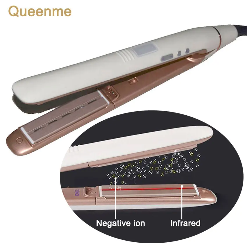 

Queenme Professional Infrared Hair Straightener Flat Iron Negative Ion Hair Straighting Curling Wand Ionic Hair Straightener